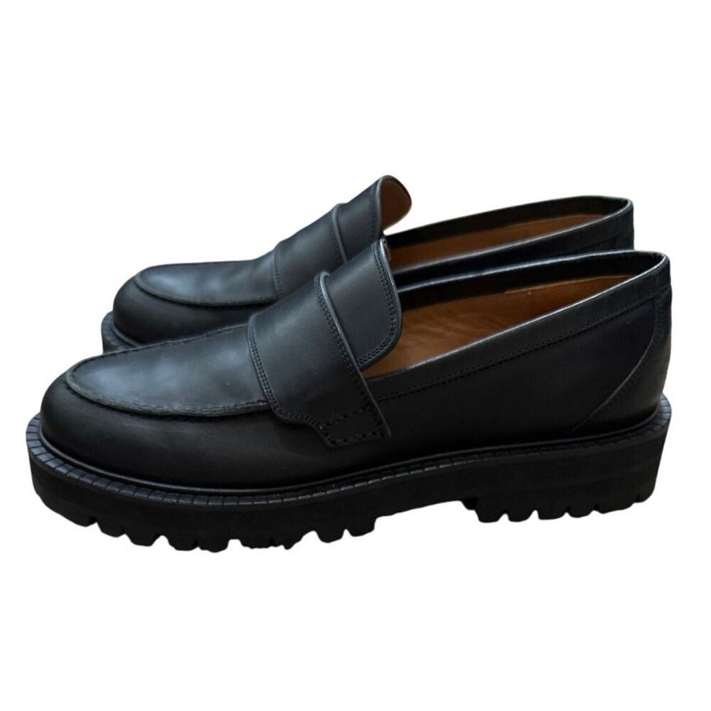 ATP Atelier Arechi Black Leather Platform Loafers Lug Sole Shoes Sz 39 US 9